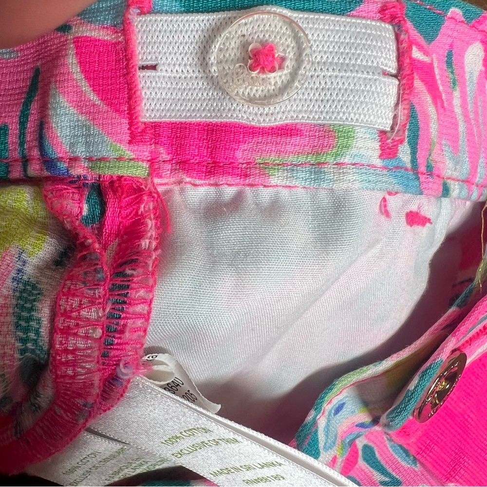LILLY PULITZER Mini Callahan Girls Shorts Pink Toucan Can Sz 12 Adjustable Waist - Picture 7 of 9